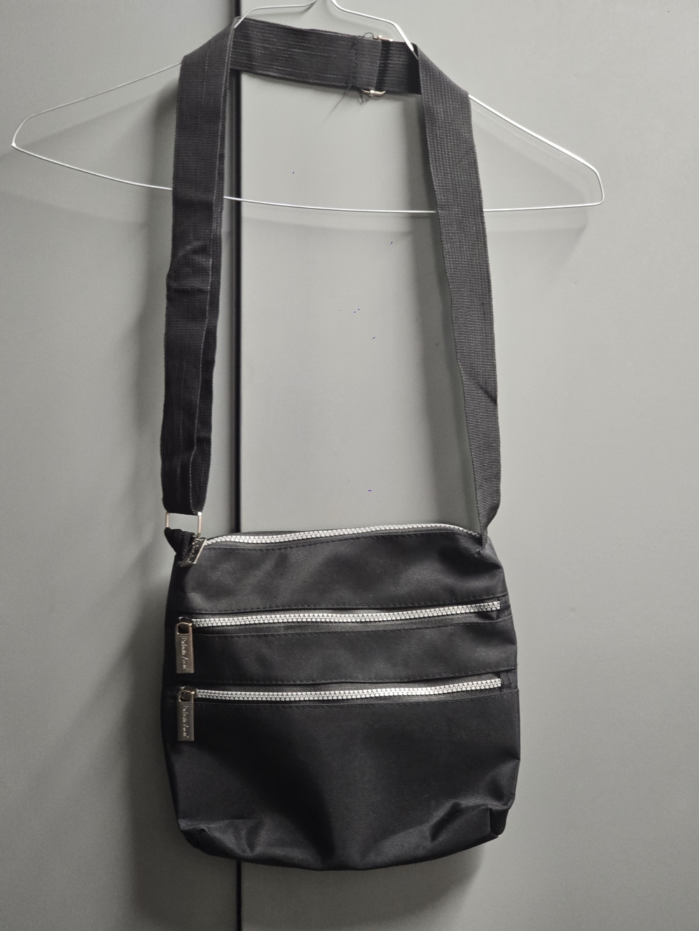 Everyday Black Crossbody Bag with Dual Front Zips